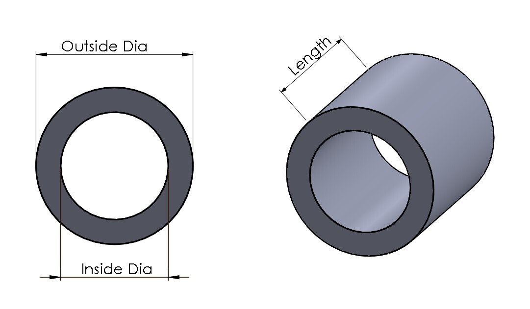 Black Anodize Aluminum Spacer Bushing 3/4″ OD x 5/16″ ID–Fits M8 or 5/16″ Bolts