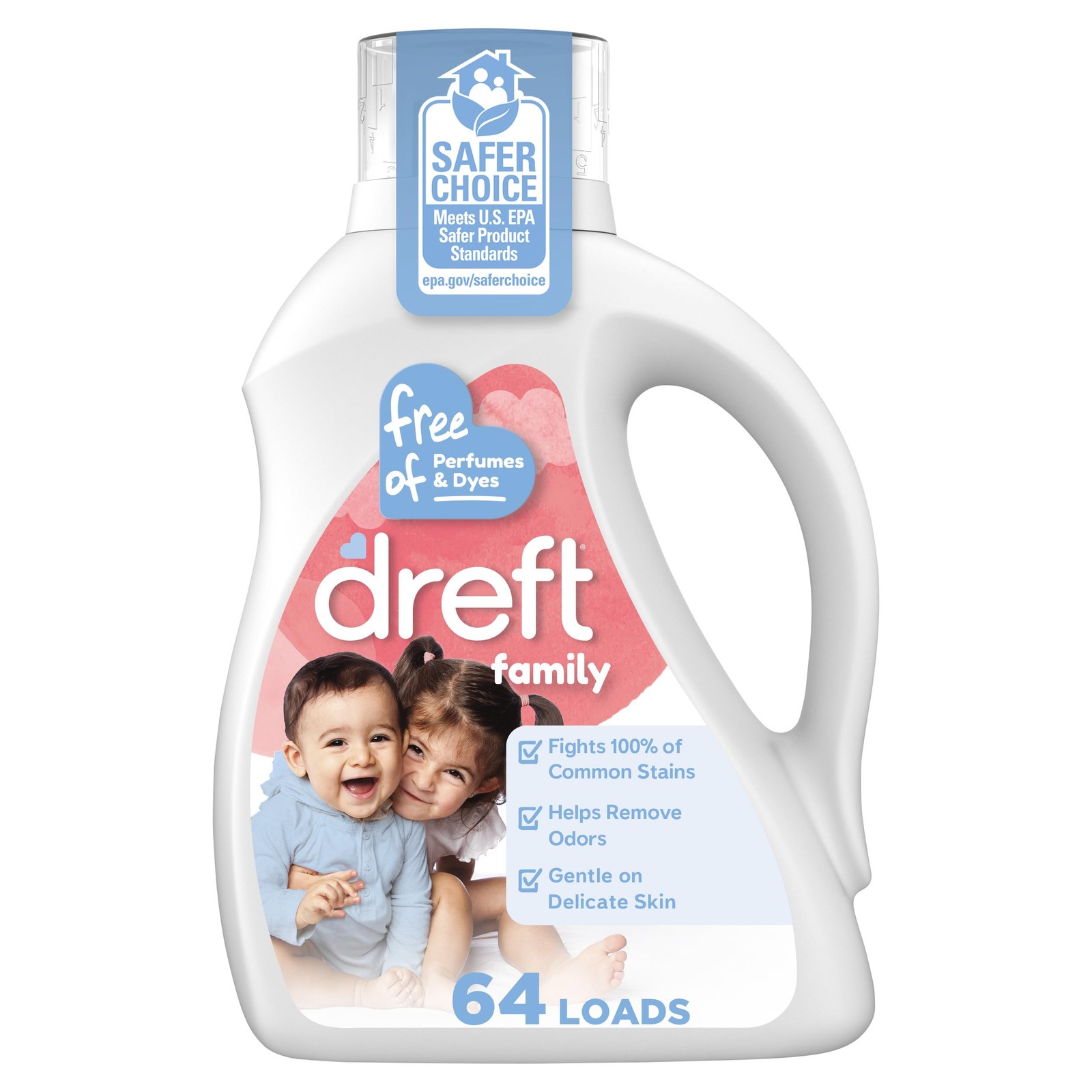 Dreft Family Liquid Laundry Detergent, Unscented Gentle 92 Fl Oz (Pack of 1)