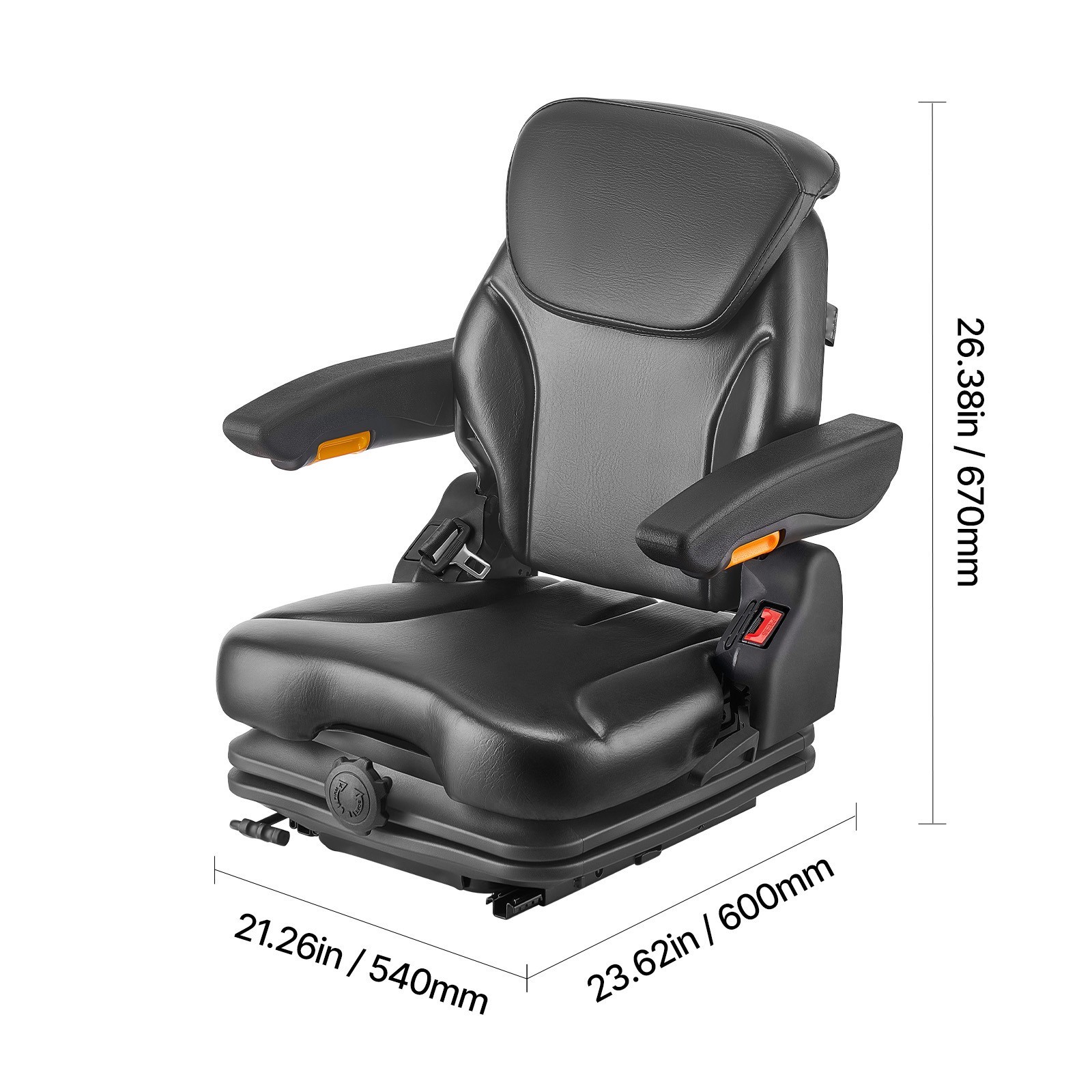Forklift Seat Tractor Suspension Seat Fold Down Adjustable Back & Headrest