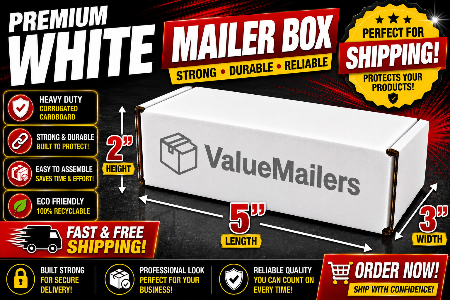 200 – 5 x 3 x 2 White Corrugated Shipping Mailer Packing Box Boxes