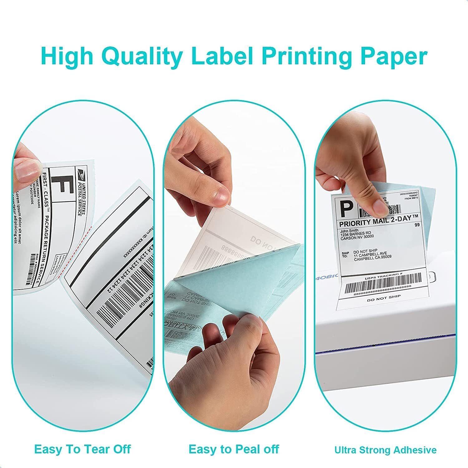 500/1000 4″x6″ Fanfold Direct Thermal Shipping Labels for Zebra & Rollo Printers