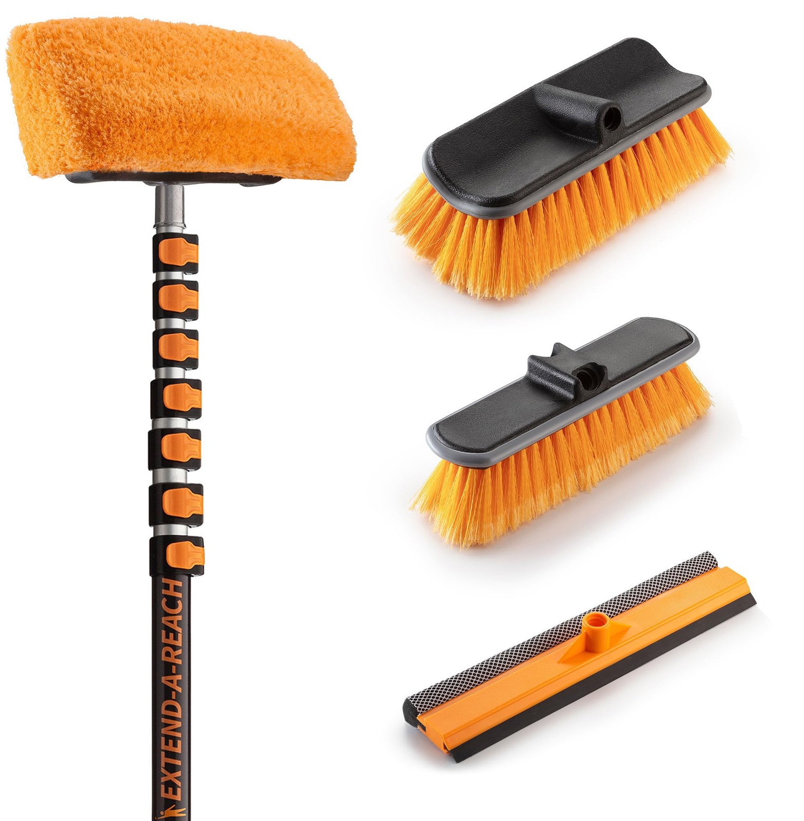36-Foot Exterior House Cleaning Brush Set with 5-30 30 Feet, Black and Orange