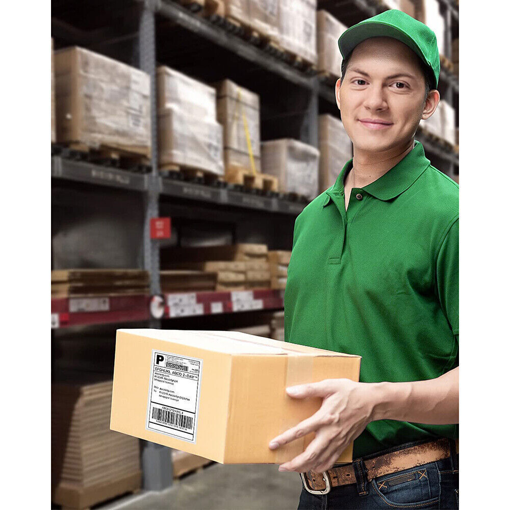 100-5000 4″x6″ Fanfold Direct Thermal Shipping Labels for Zebra & Rollo Printer