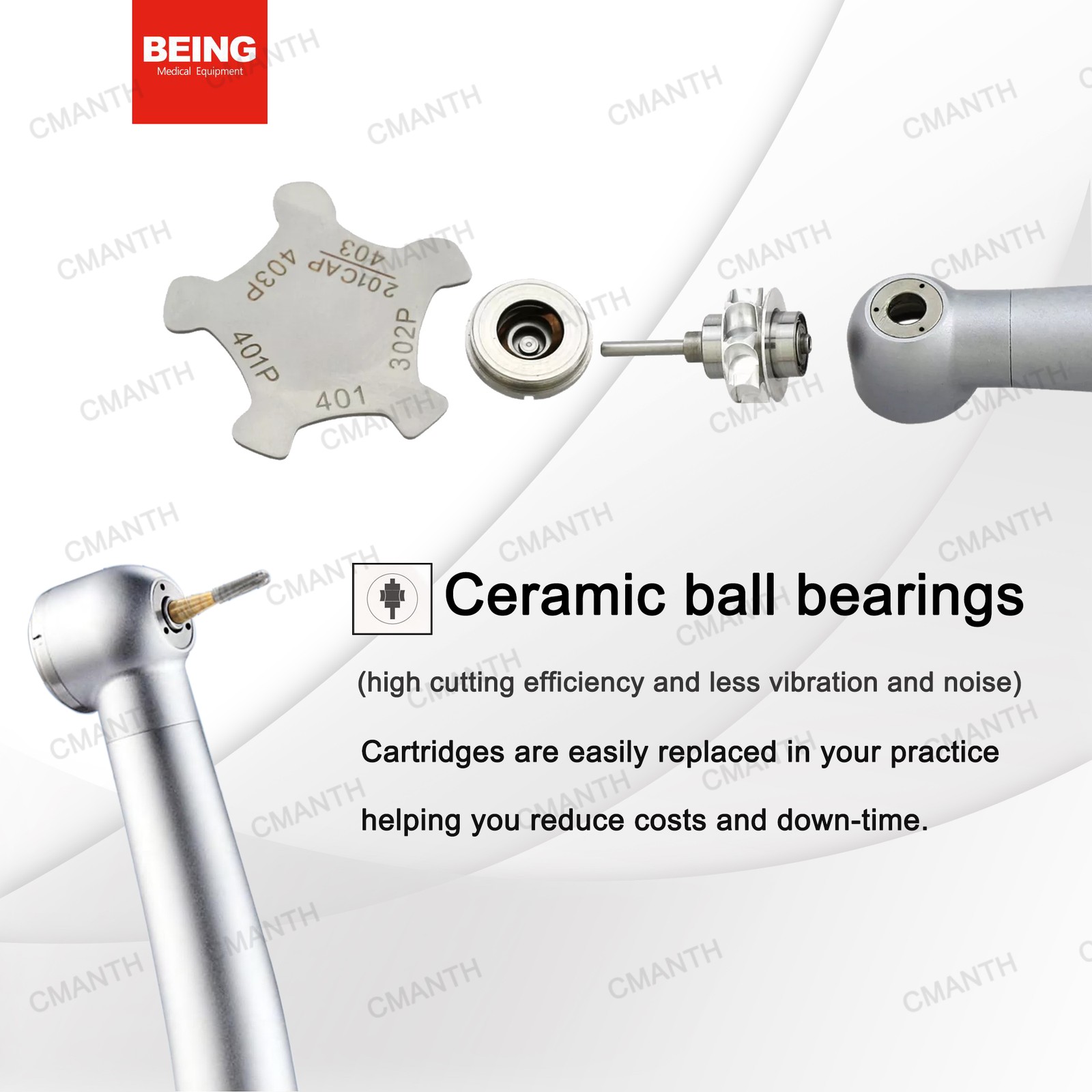 US BEING Dental Handpiece High Speed Turbine For KaVo MULTIflex Coupler 4 Hole