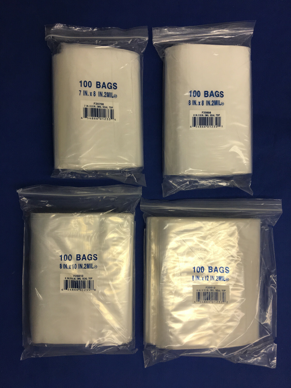 Clear 2MIL Zipper Zip-Lock Seal Top Reclosable Resealable Poly Bags 2 Mil 2-MIL