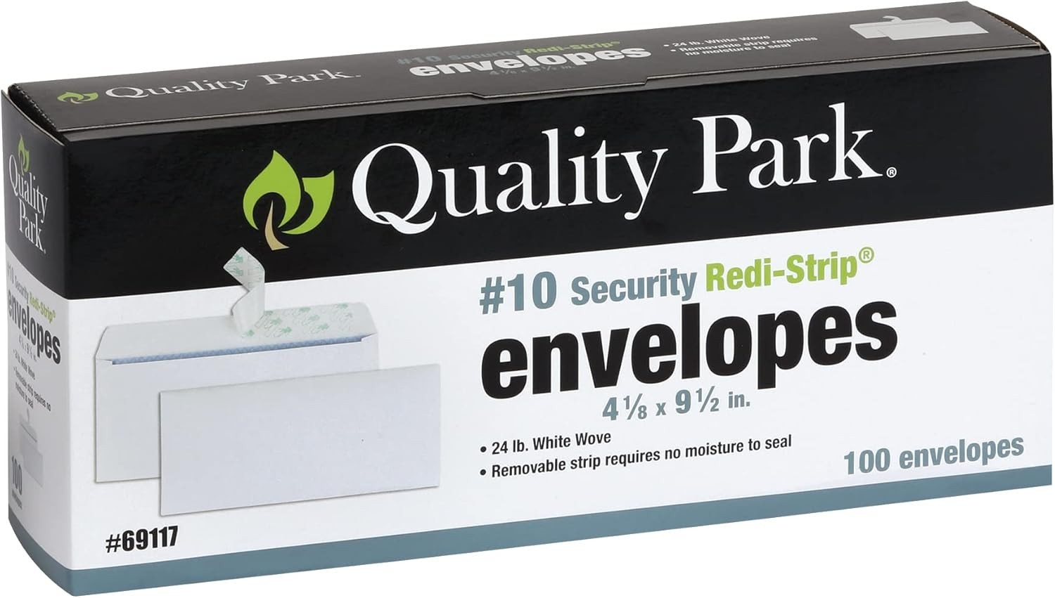 Quality Park Security Envelopes 4-1/8″ x 9-1/2″ – 100 Count, Self-Seal & Secure