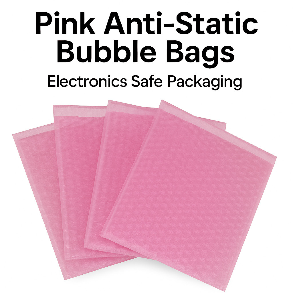 12×15.5 Pink Anti-Static Bubble Pouches Self Seal 3/16″ Poly Bags