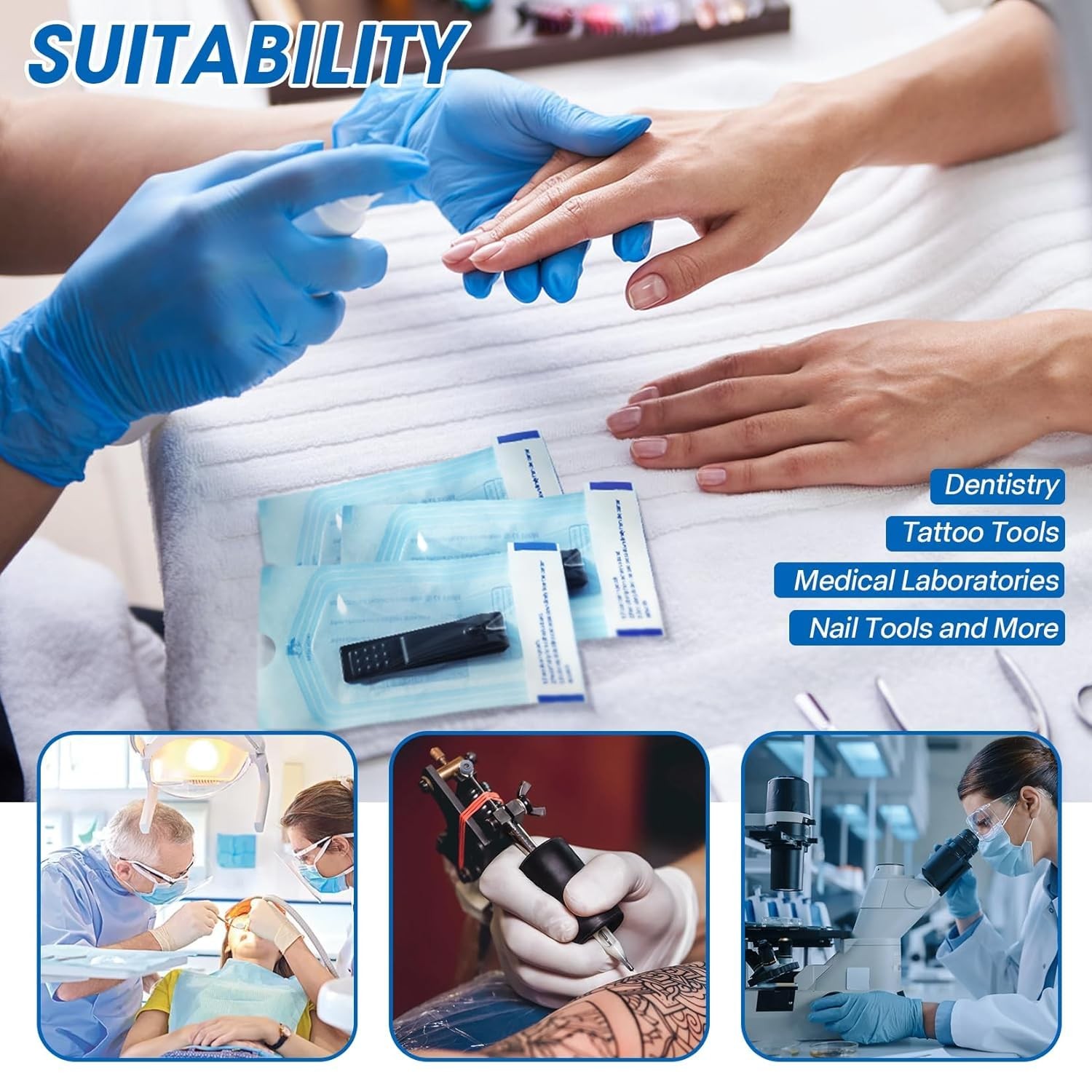 Self Sterilization Pouches Autoclave, Medical Sterilizer Bags Dental Tattoo Nail