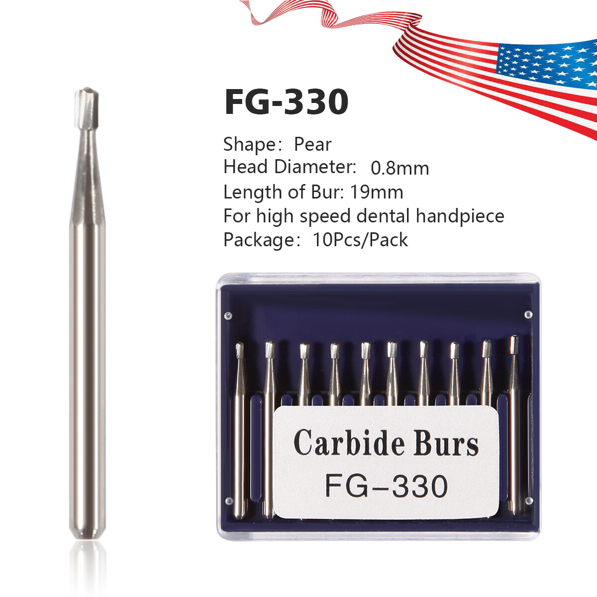 Dental Carbide Burs Pear-Shaped Type for High Speed Tungsten Steel Bur FG330 de
