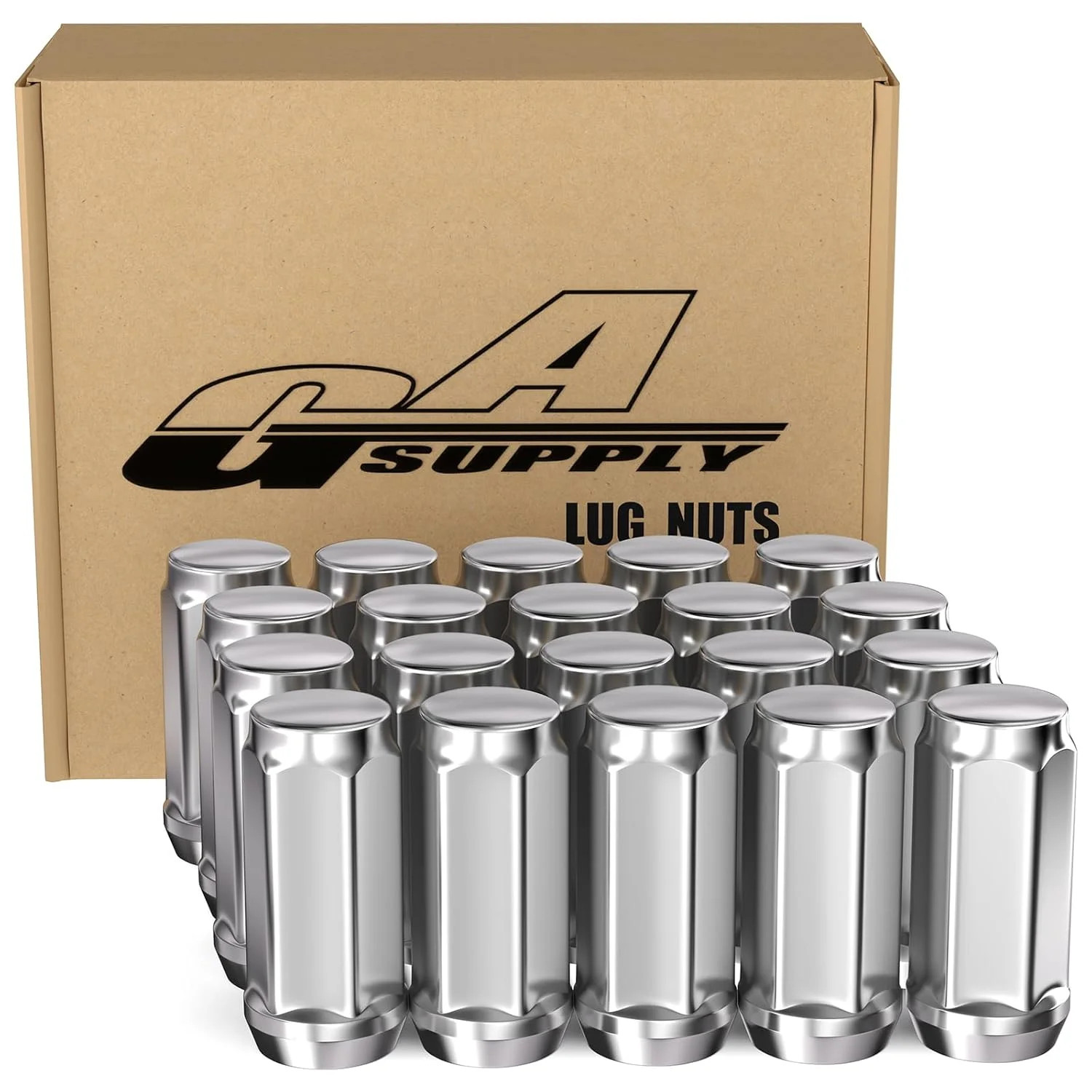 GAsupply 20pcs 1/2-20 Lug Nuts Long, 1/2 x20 Chrome Lug nut Closed End Bulge Aco