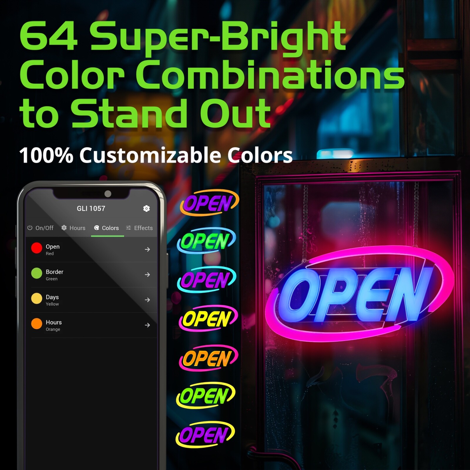 Led Open Sign for Business – Stand Out with 64 Super-Bright Color Combos to Matc