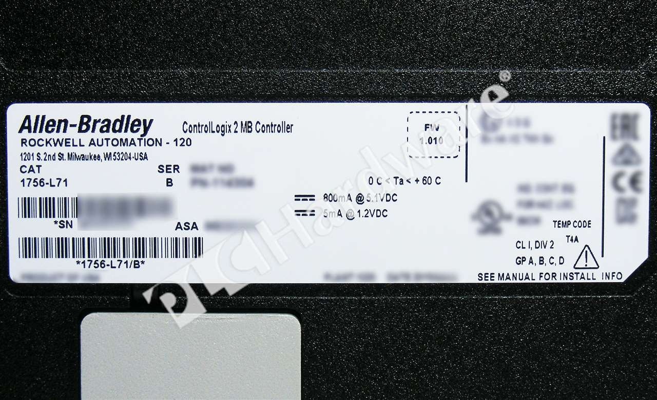 Open Pre-owned Allen Bradley 1756-L71 /B ControlLogix 5571 2MB Memory Controller
