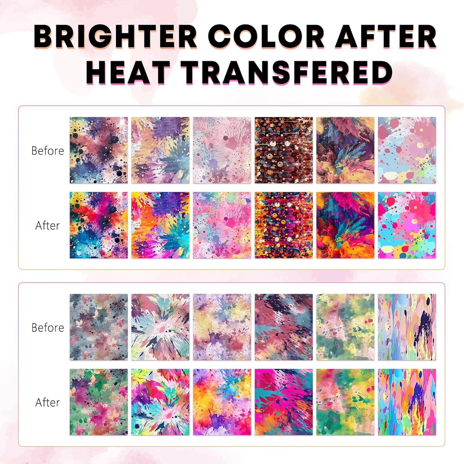 Sublimation Transfer Ink Paper 12 Pack 12×10 Watercolor Pattern for Mugs and