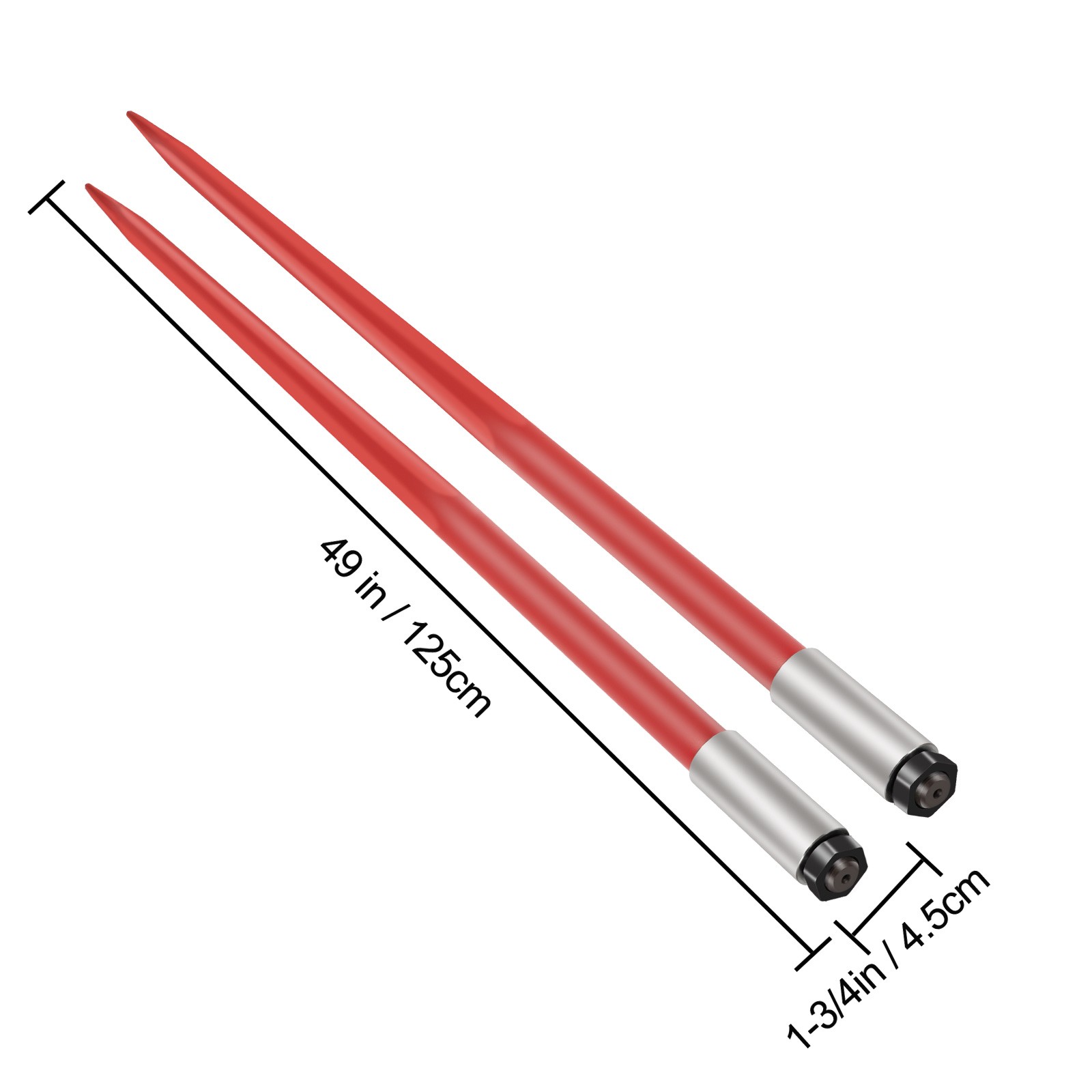 VEVOR 2Pcs Hay Bale Spear 49″ 4500 lbs Capacity Spike Fork for Tractors Loaders