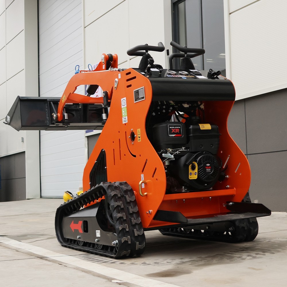 24HP Mini Skid Steer Tracked Loader 3-Pumps 2-Cylinder Gas Engine +3 Attachments
