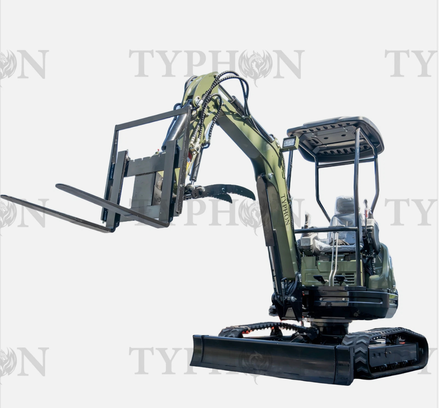 TYPHON 2.5 Ton Mini Excavator KUBOTA Diesel Engine USA w 14 attachments