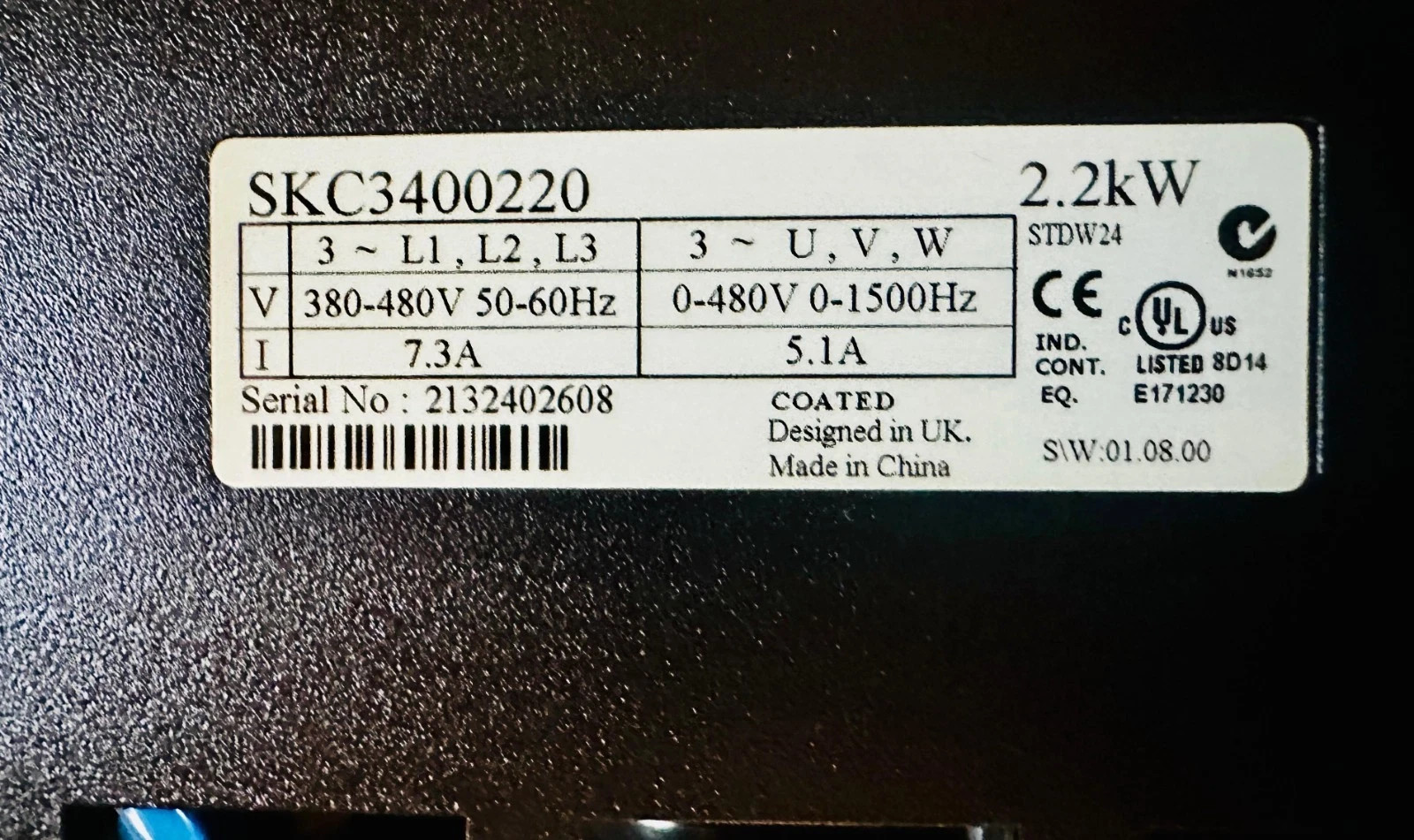 Emerson SKC3400220 Control Techniques 2.2KW DRIVE