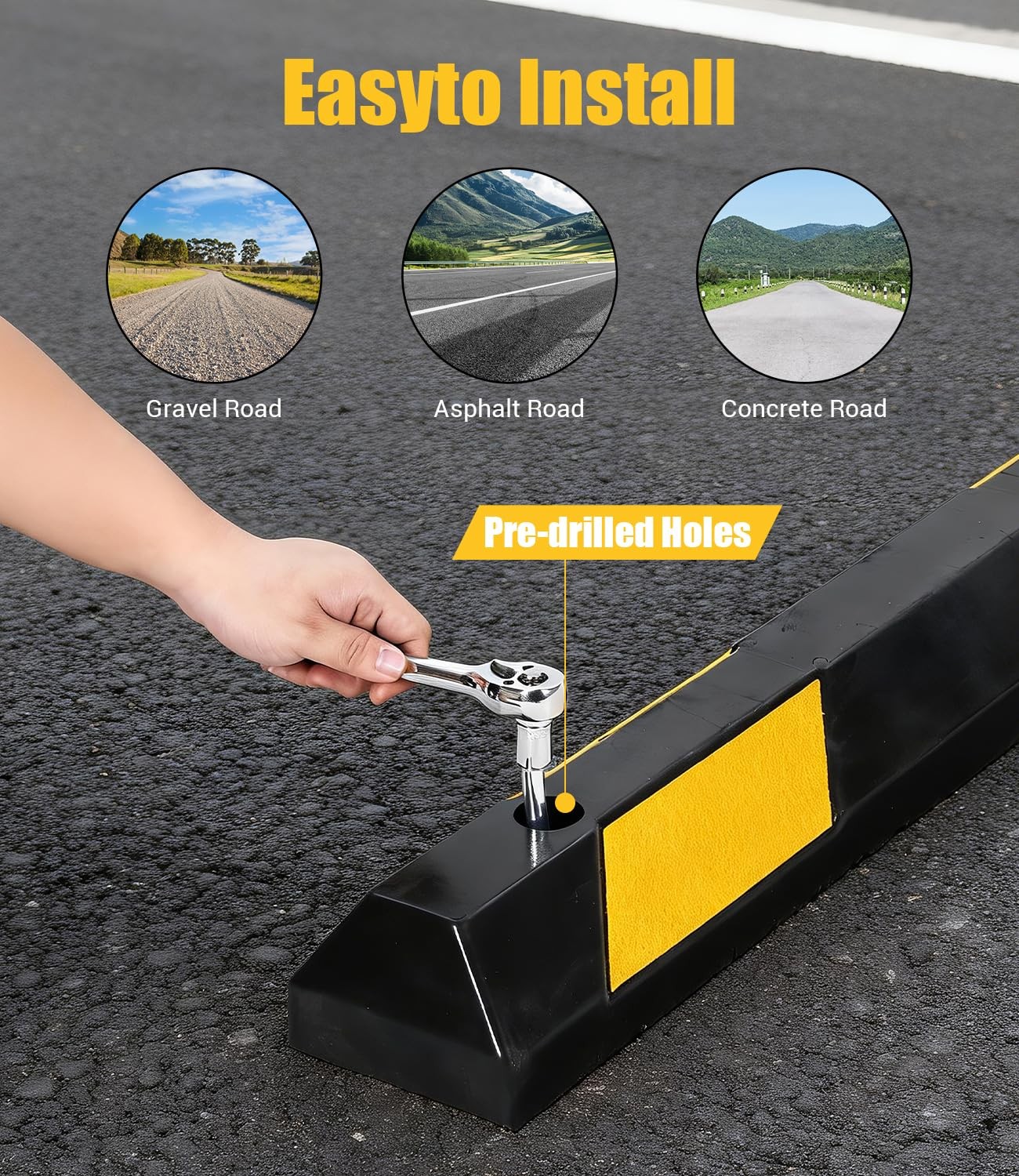2 PCS 72″ Rubber Parking Curb Heavy Duty Parking Lot Stopper Truck Floor Stopper