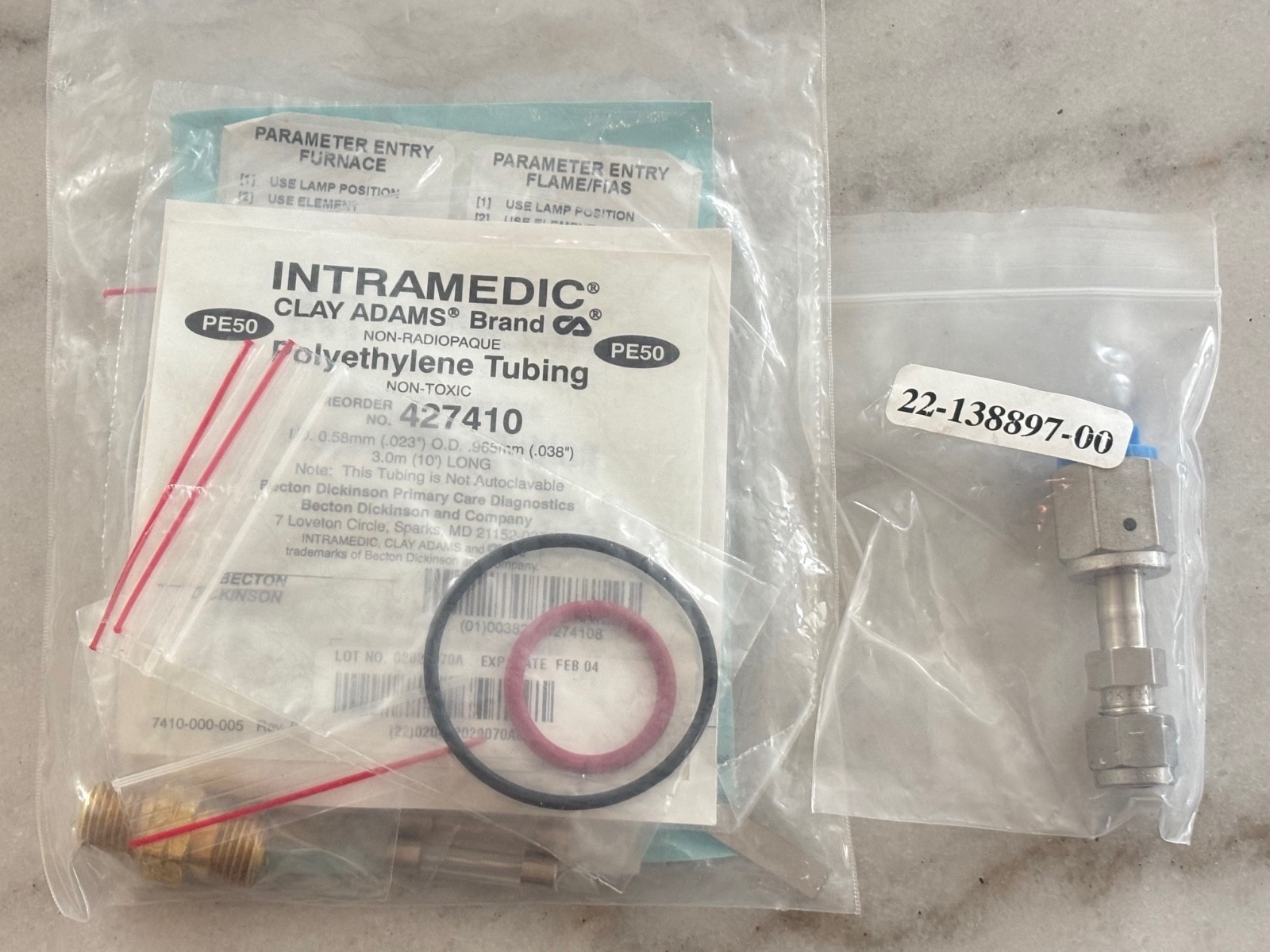 Clay Adams Intramedic 427410 Polyethylene Tubing PE50, O-ring Service Repair Kit