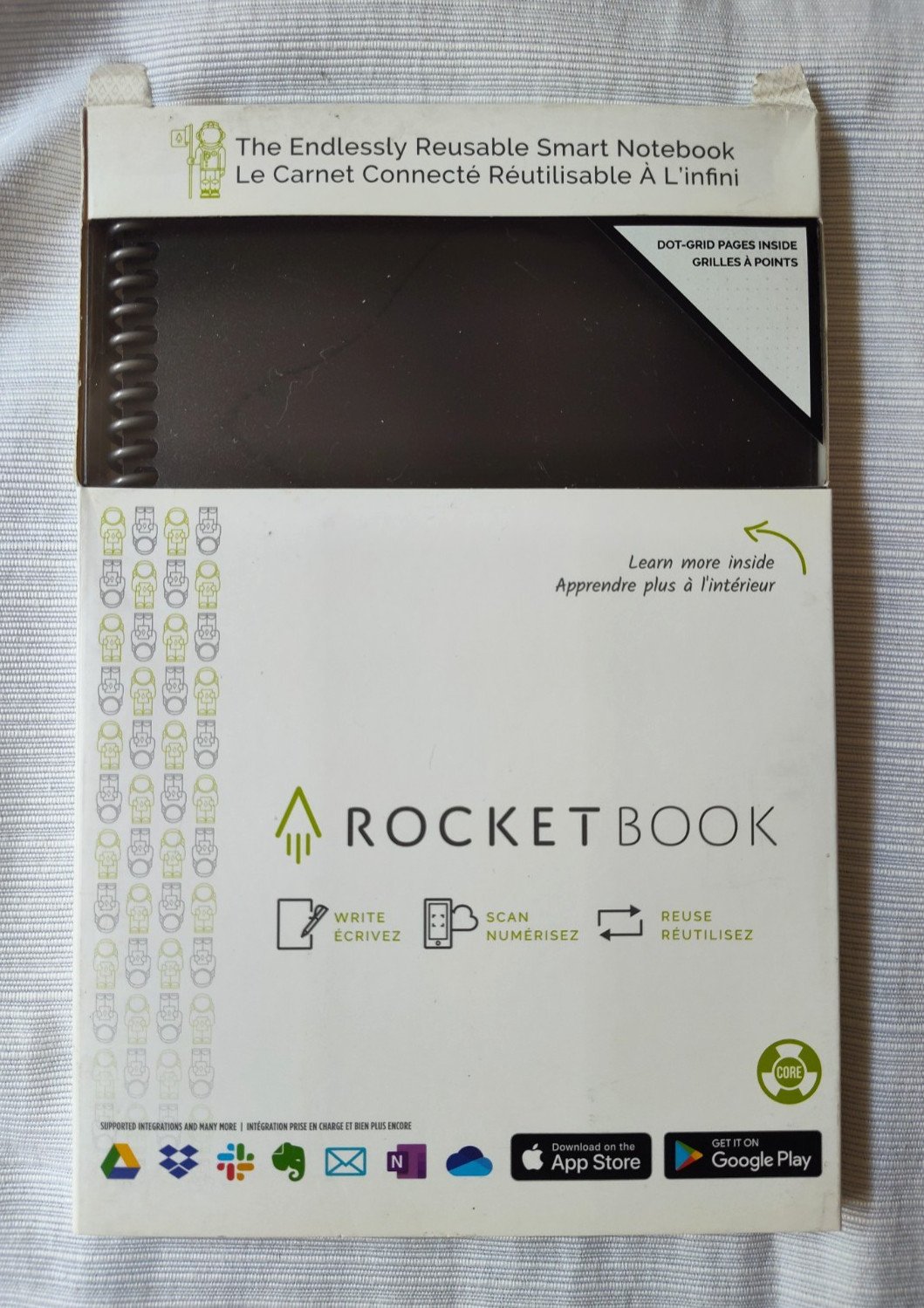 RocketBook Reusable Spiral Notebook Core Black Open Box 6″x9″