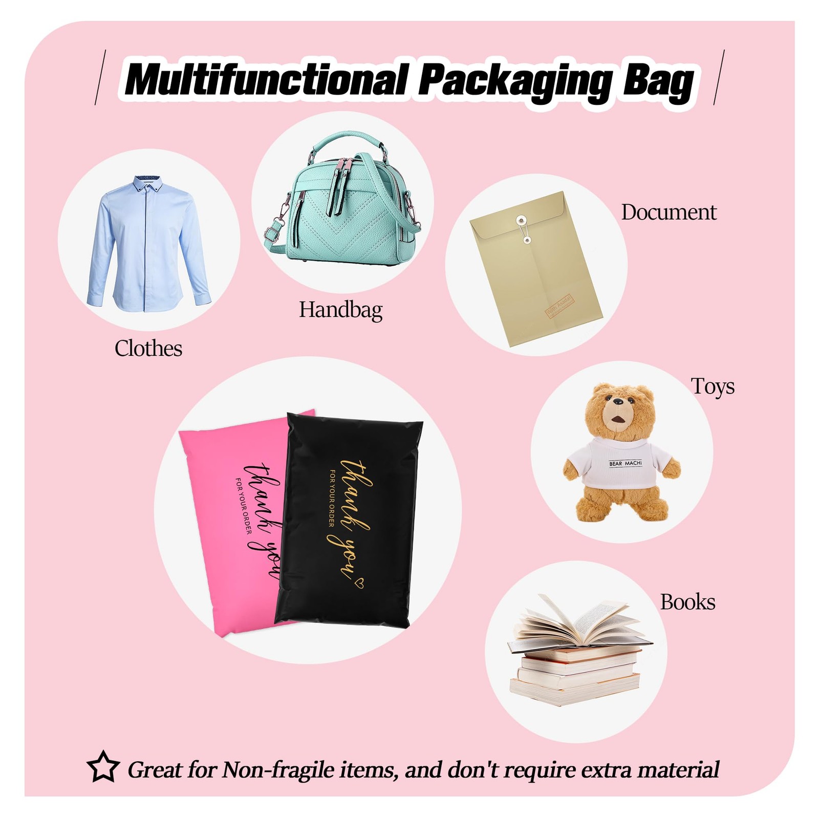 Thank You Poly Mailer – 6×9 Poly Mailers Variety Pack of 100, 25 Pcs Each Col…