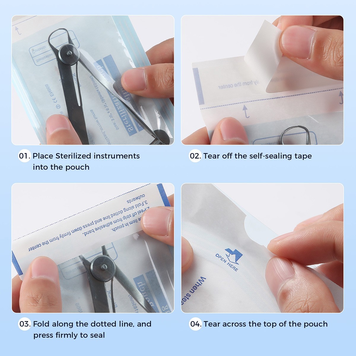 Self Sterilization Pouches Autoclave, Medical Sterilizer Bags Dental Tattoo Nail