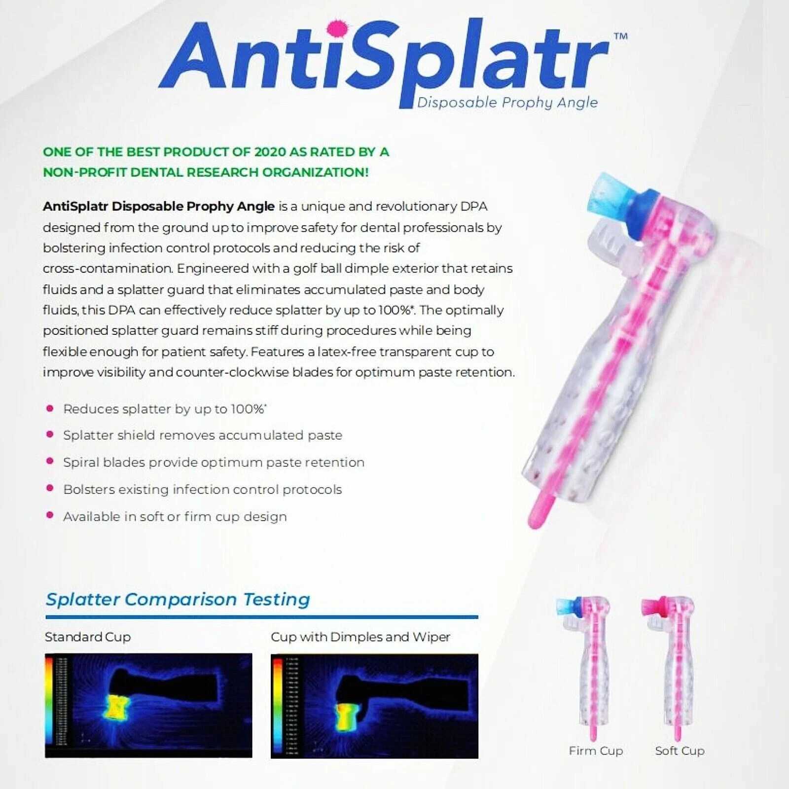 Hygiene Disposable prophy angle AntiSplatr SOFT CUP Lotus Technology -500 Count