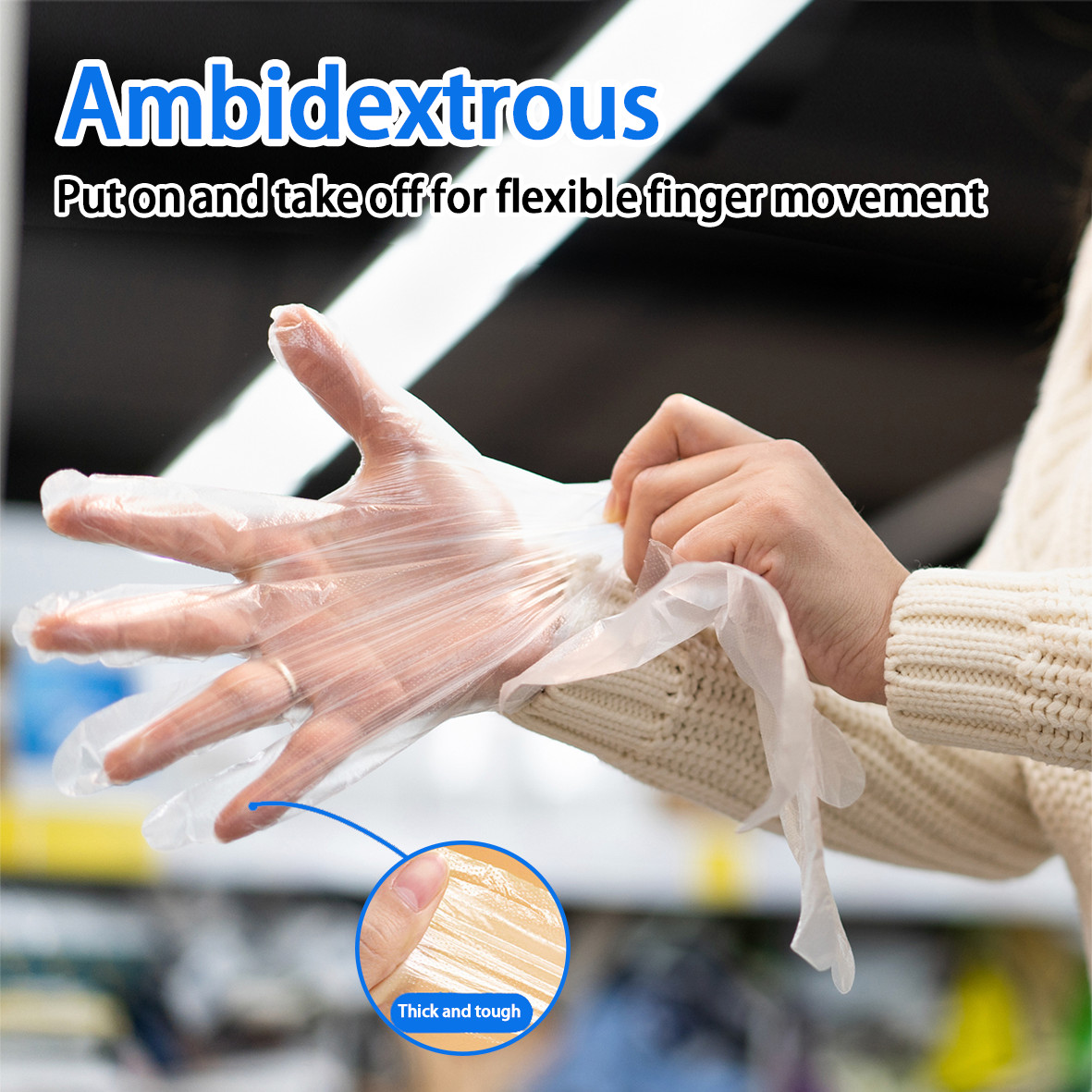 400Pcs(2Box) Disposable TPE Gloves Clear BPA Free Save More for Kitchen Cooking