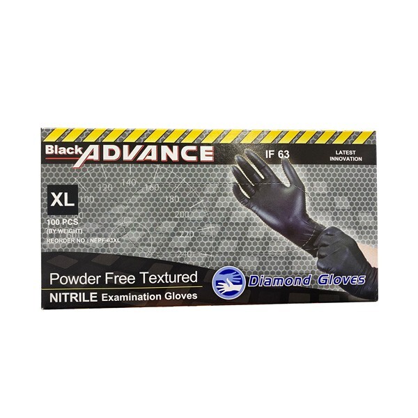 Advance IF63 Nitrile Exam Examination Gloves Thick 6 Mil Black Gloves 1000 Pcs