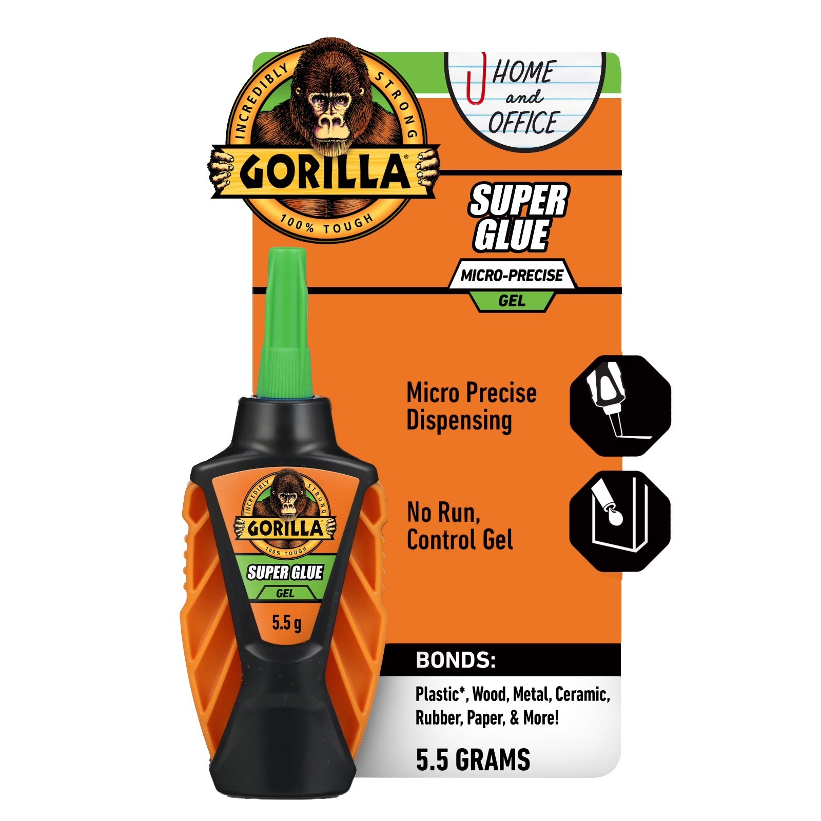 Gorilla Micro Precise Super Glue Gel, Cyanoacrylate Glue, Pack of 2, Clear