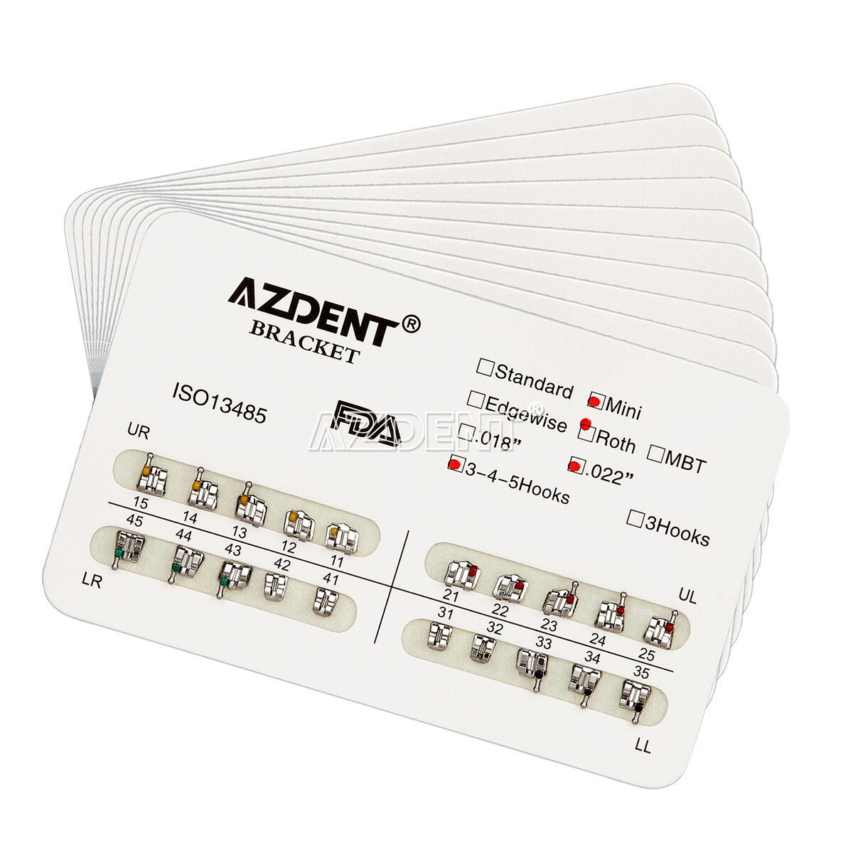 Dental Orthodontic Brackets Mini, Roth, 022″Slot, Hooks 3-4-5 Lab Metal Braces