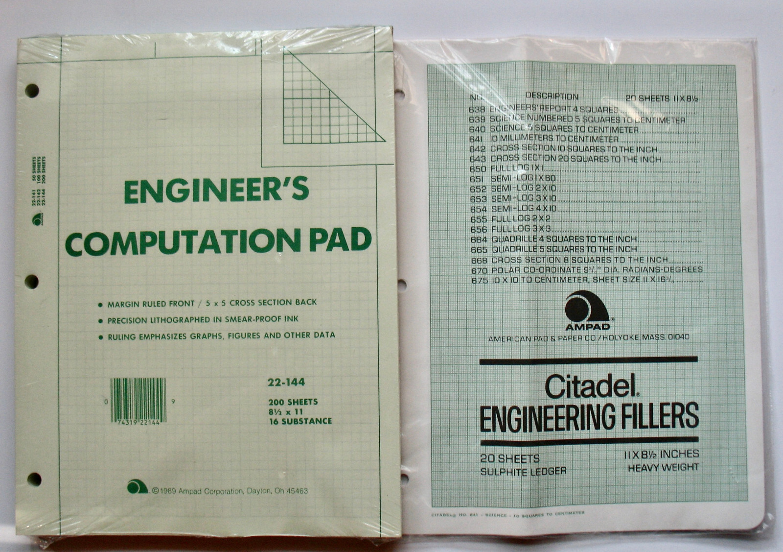 Engineers Computation Pad 200 sheets & Citadel Fillers 20 sheets Sulphite NEW