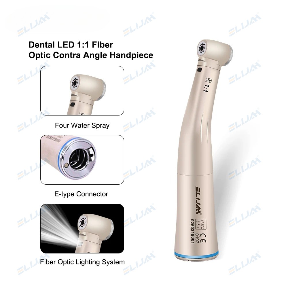1:1/1:5 Dental Low Speed Handpiece Fiber Optic LED Increasing Speed Contra Angle