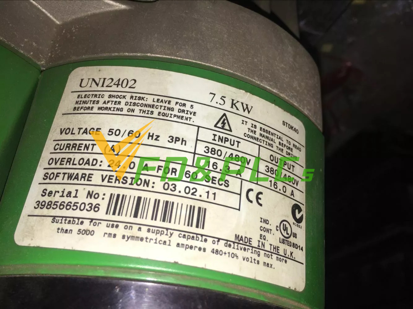 Used & Tested CONTROL TECHNIQUES CT UNI2402 used AC Drive 7.5kW