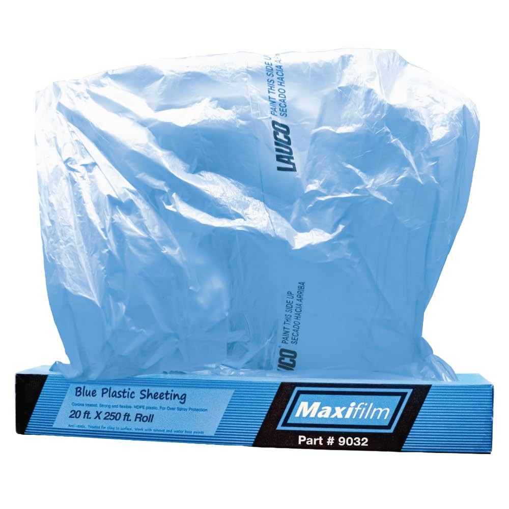 LAUCO MAXIFILM 20ft x 250 ft Roll of Blue Overspray Paintable Plastic Sheeting