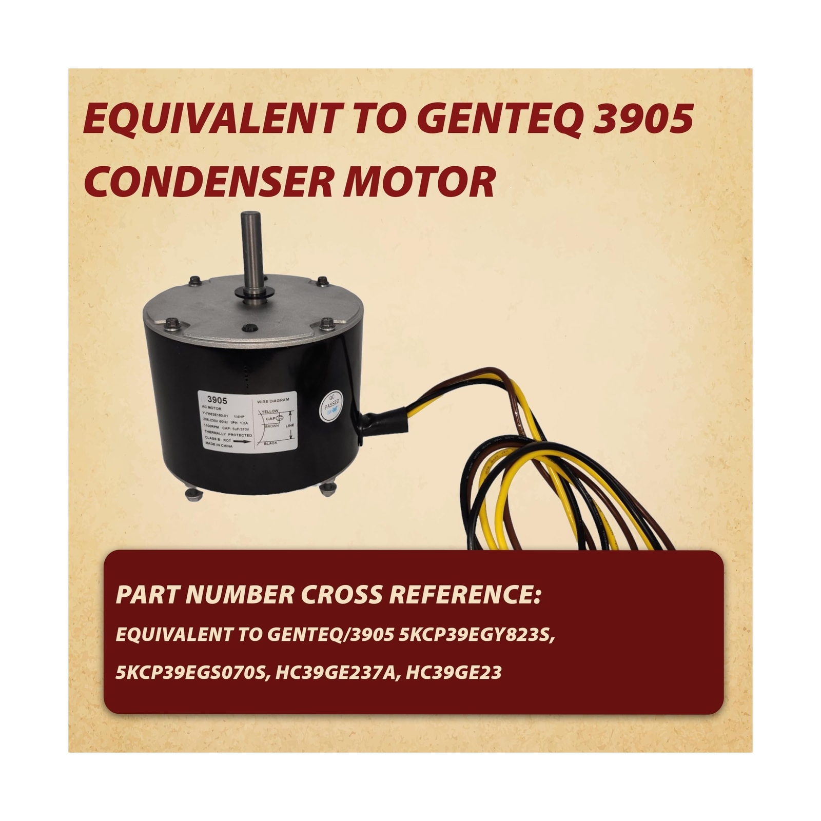 Genteq Carrier 3905 Condenser Fan Motor 5KCP39EGS070S HC39GE237A 5KCP39EGY823…
