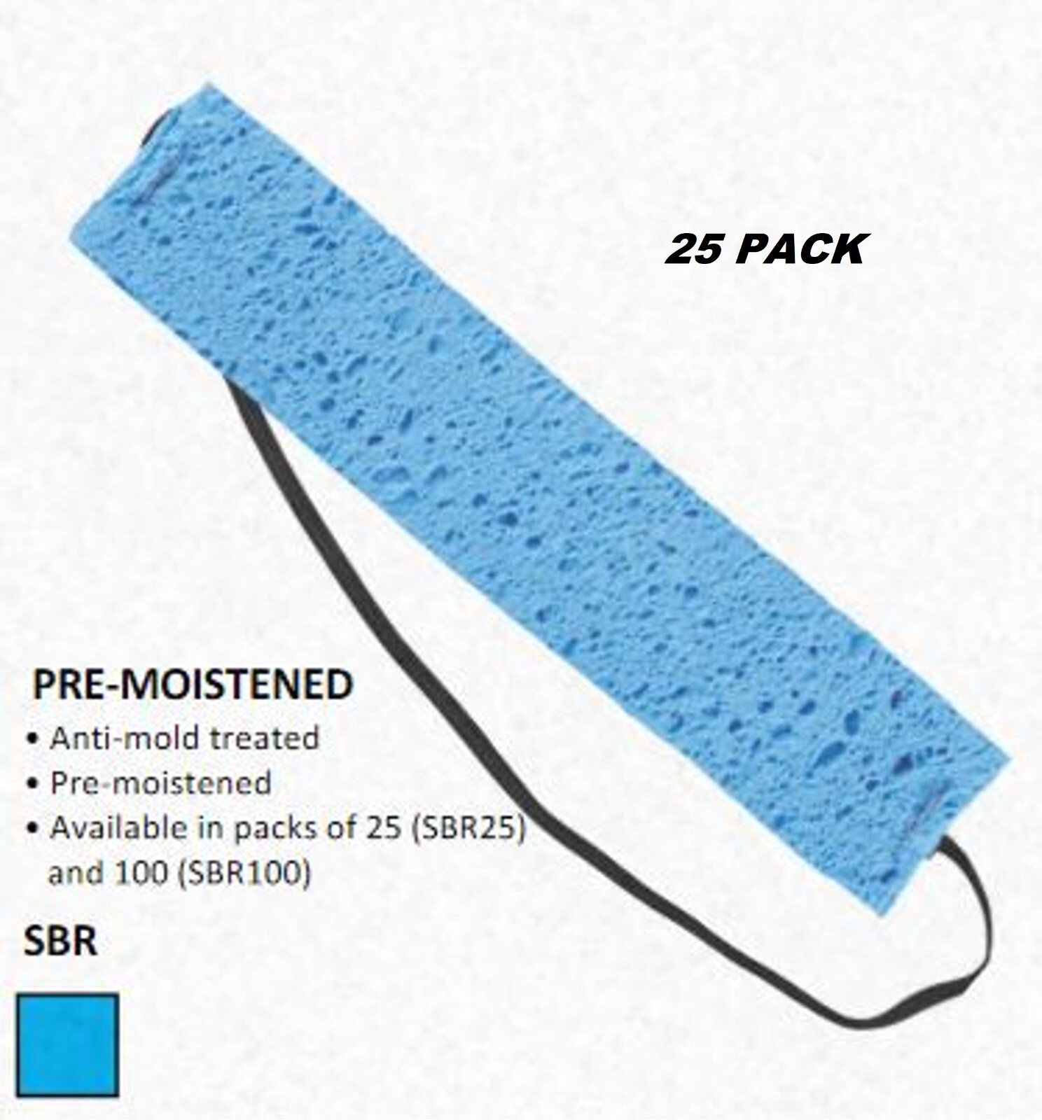 25- SBR25 Traditional Absorbent Disposable Cellulose Sponge Cooling Sweatbands