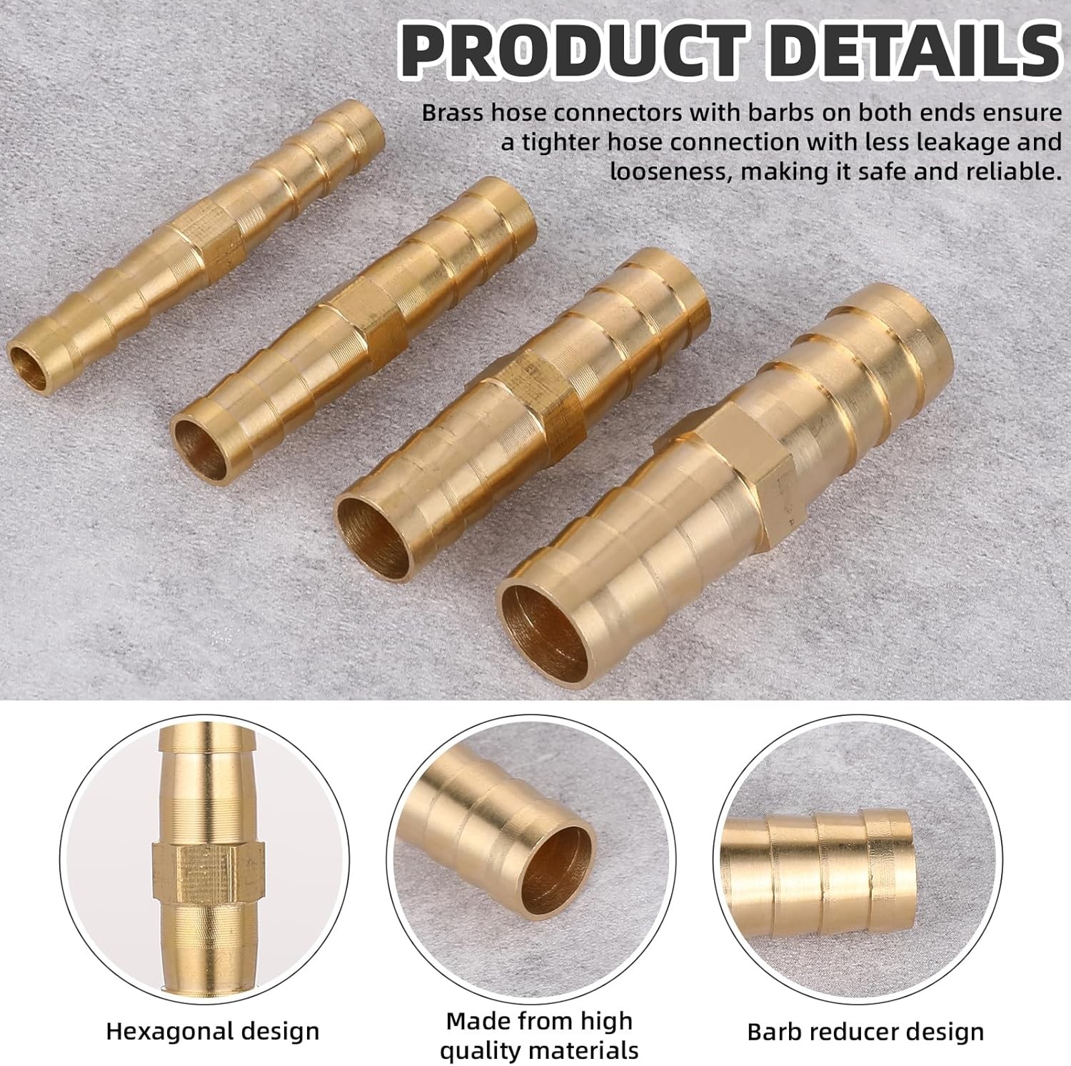 20PCS Brass Hose Barb Fitting, 1/4″ 5/16″ 3/8″ 1/2″ 6 Mm/8 Mm/10 Mm/12