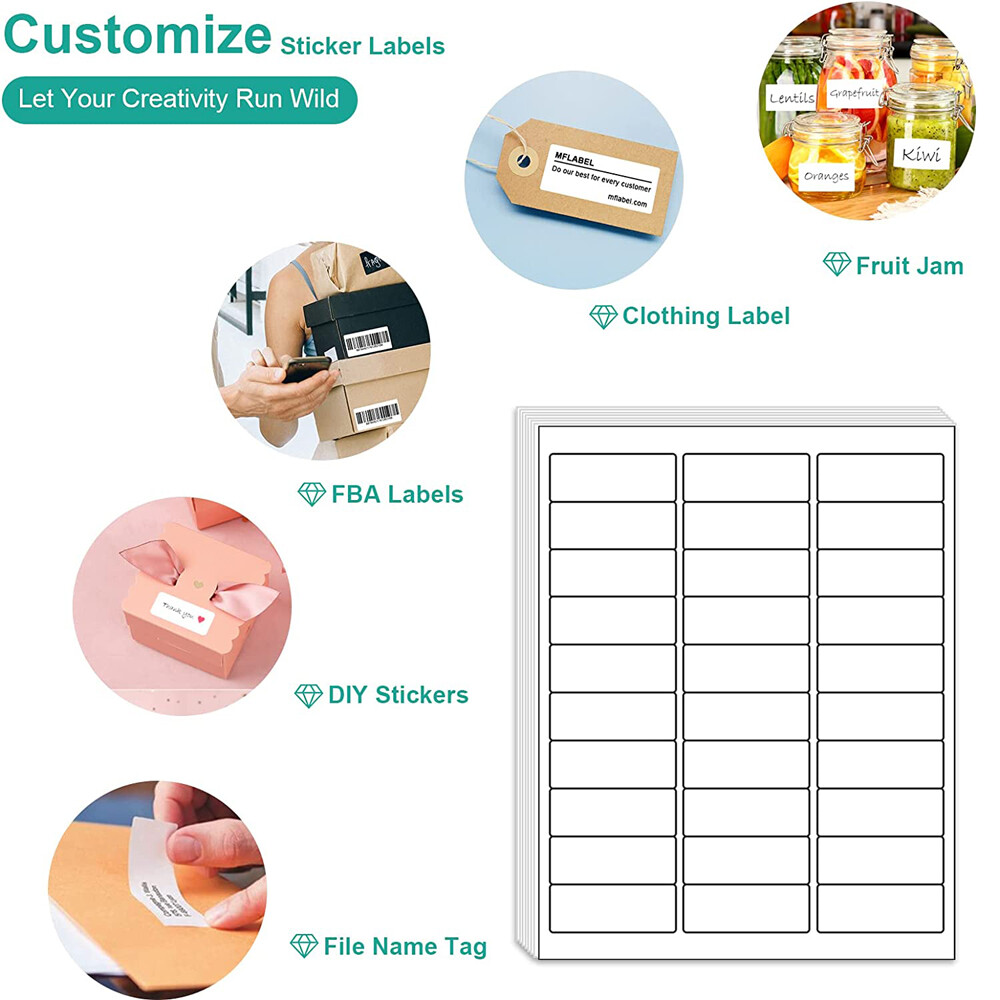 2000 Sheets Shipping Labels 1 x 2 5/8 30Up Adhesive Mailing Address Laser Inkjet