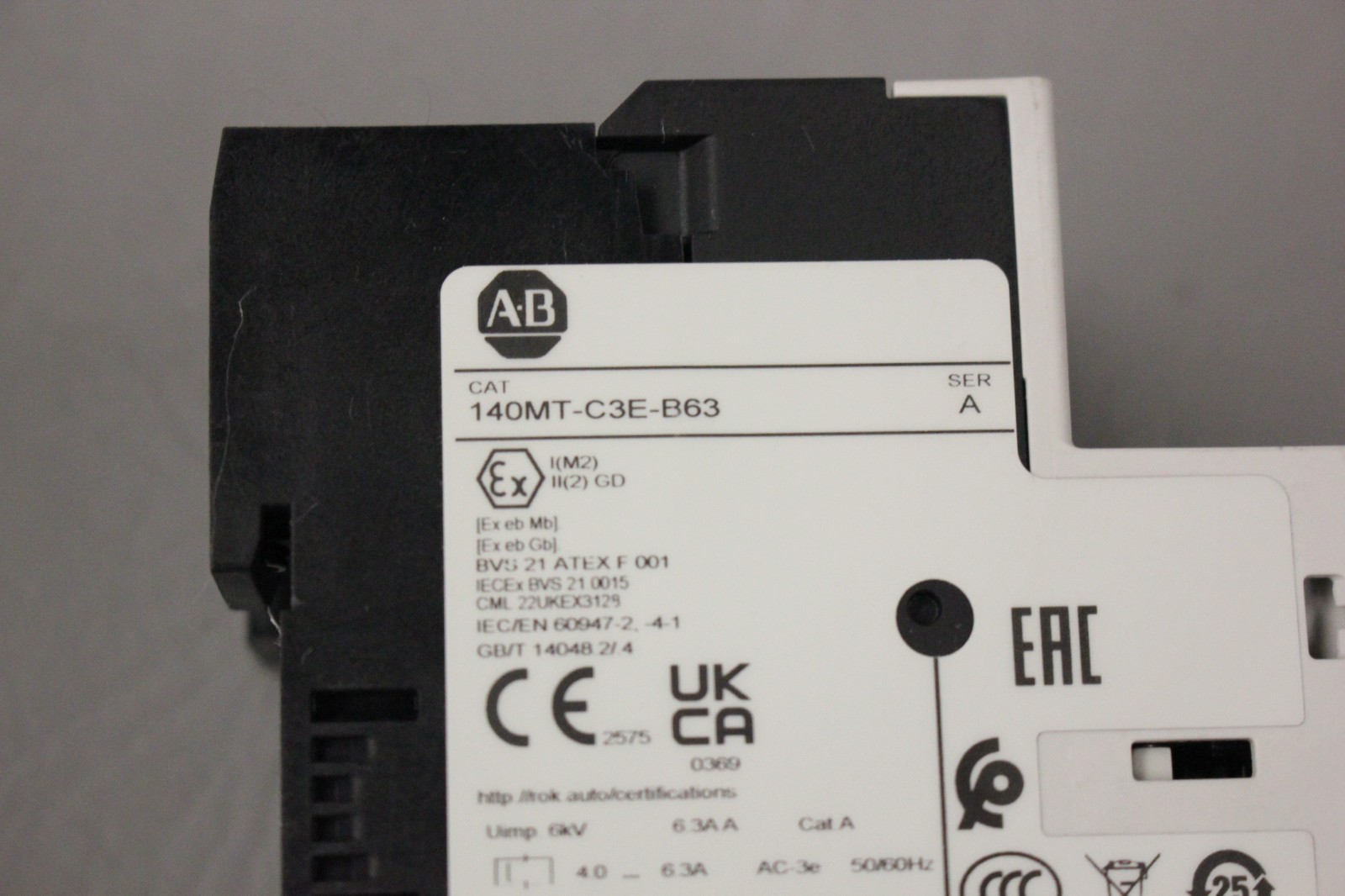 ALLEN BRADLEY 140MT-C3E-B63 MOTOR STARTER CIRCUIT BREAKER