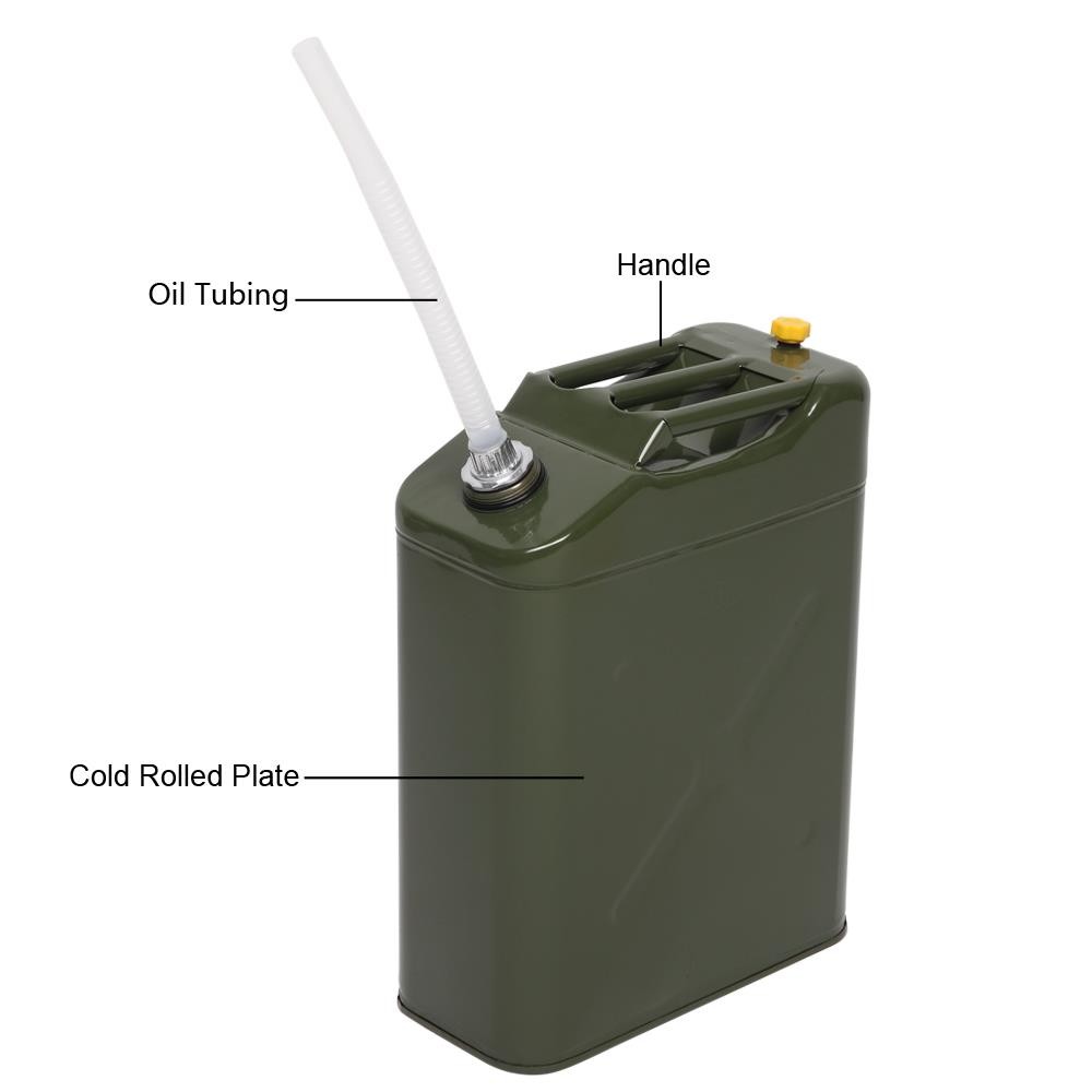 Army Green 20L 5 Gallon Gas Fuel Can Fuel Gasoline Steel Tank with Spout Metal