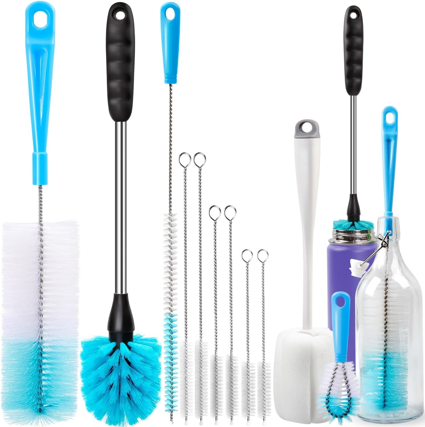 Holikme Bottle Brush Tube Cleaning Lab Set with Long Handle, Cup Cleaner for Was