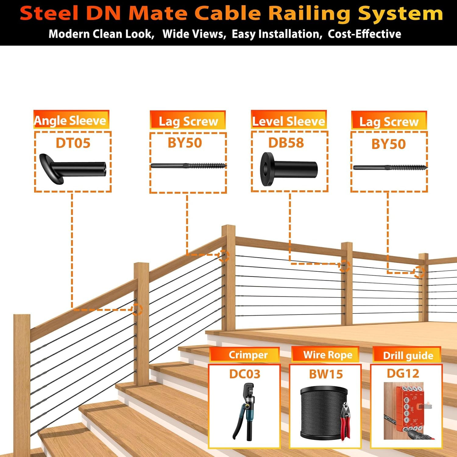 700Ft 1/8″ Black Cable Railing Wire Rope, T316L Marine Grade Stainless Steel Cab