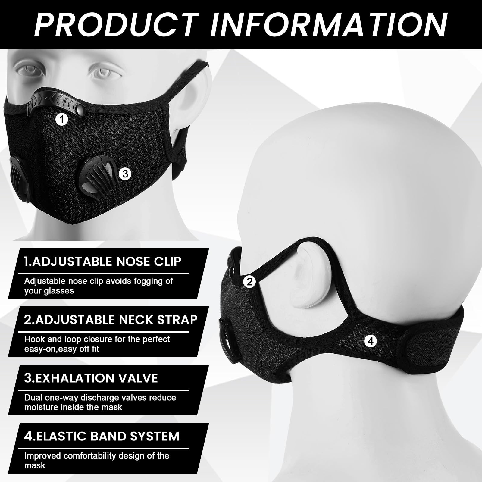 2 Pcs Dust Reusable Respirator with Activated Carbon for Woodworking Mowing D…