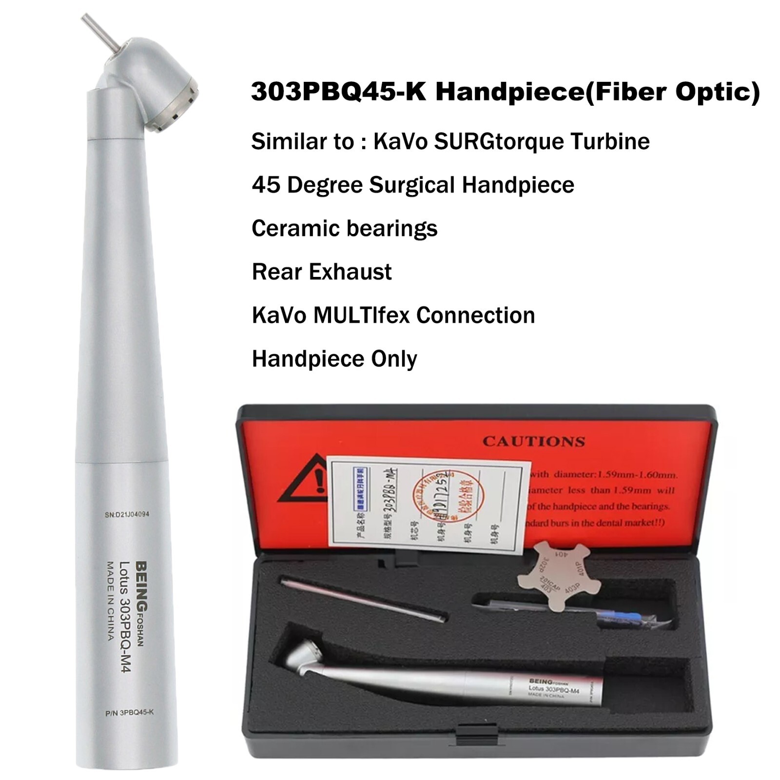 BEING Dental High Speed Fiber Optic Turbine Handpiece fit KAVO Coupler 4/6 Holes
