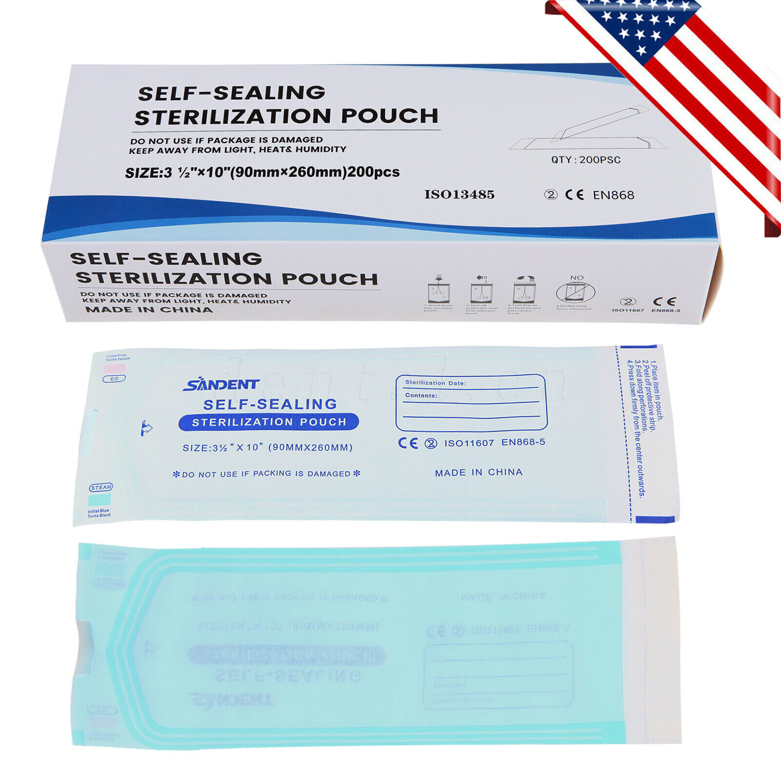 up to 10000 Sterilization Pouches 3.5″ x 10″ Dental Medical Self Seal Pouch Bag