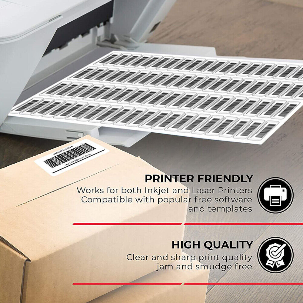 2000 Sheets Shipping Labels 1 x 2 5/8 30Up Adhesive Mailing Address Laser Inkjet