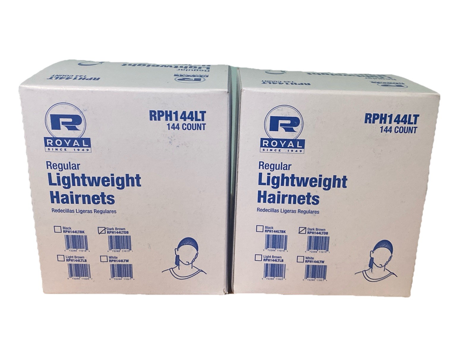 Royal RPH144LTDB LightWeight Dark Brown Hairnet Latex Free 2/144-Pks= 288 total