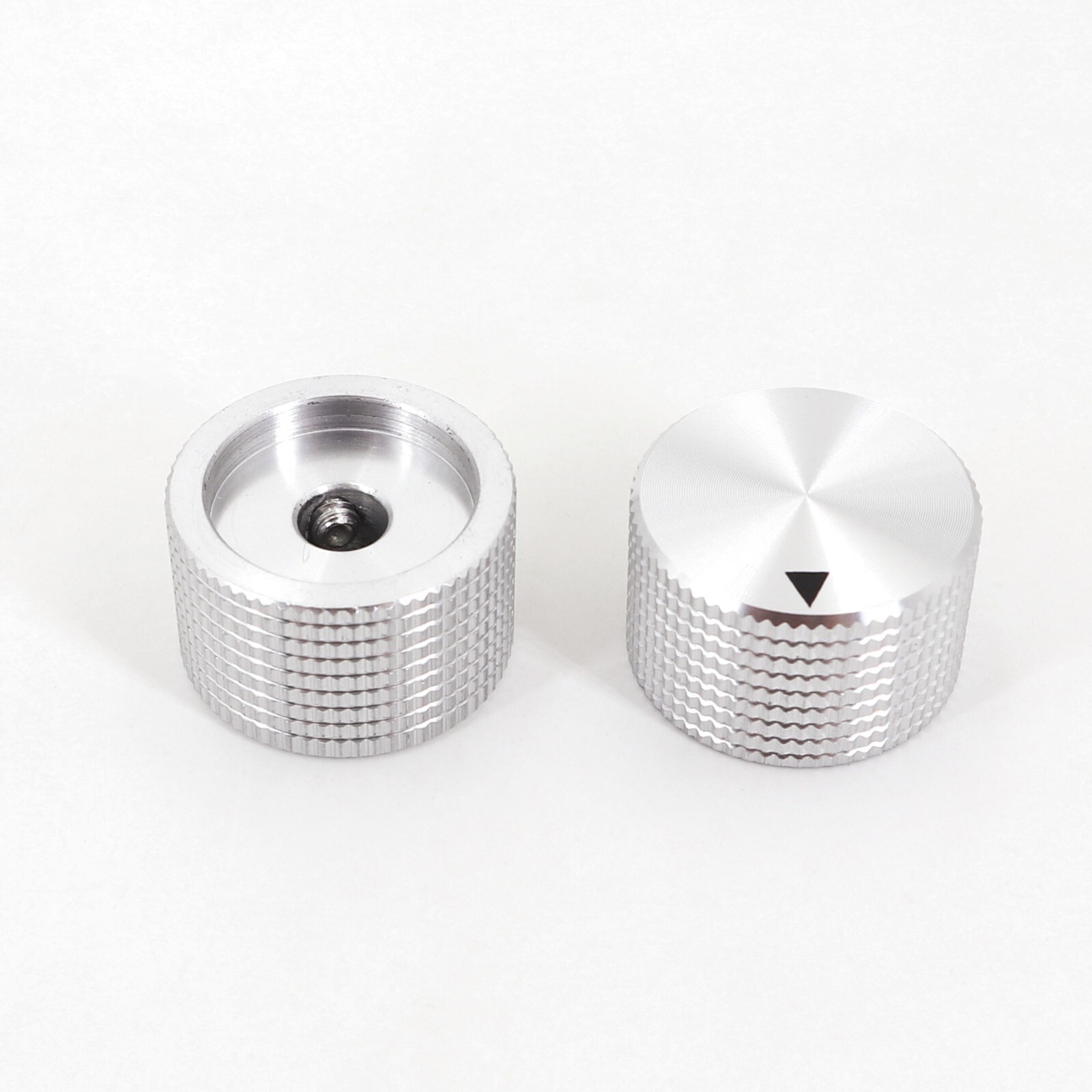 10Pcs Silver 6.4mm 1/4” Aluminum 25 x 15.5mm Amplifier Audio Volume Rotary Knob