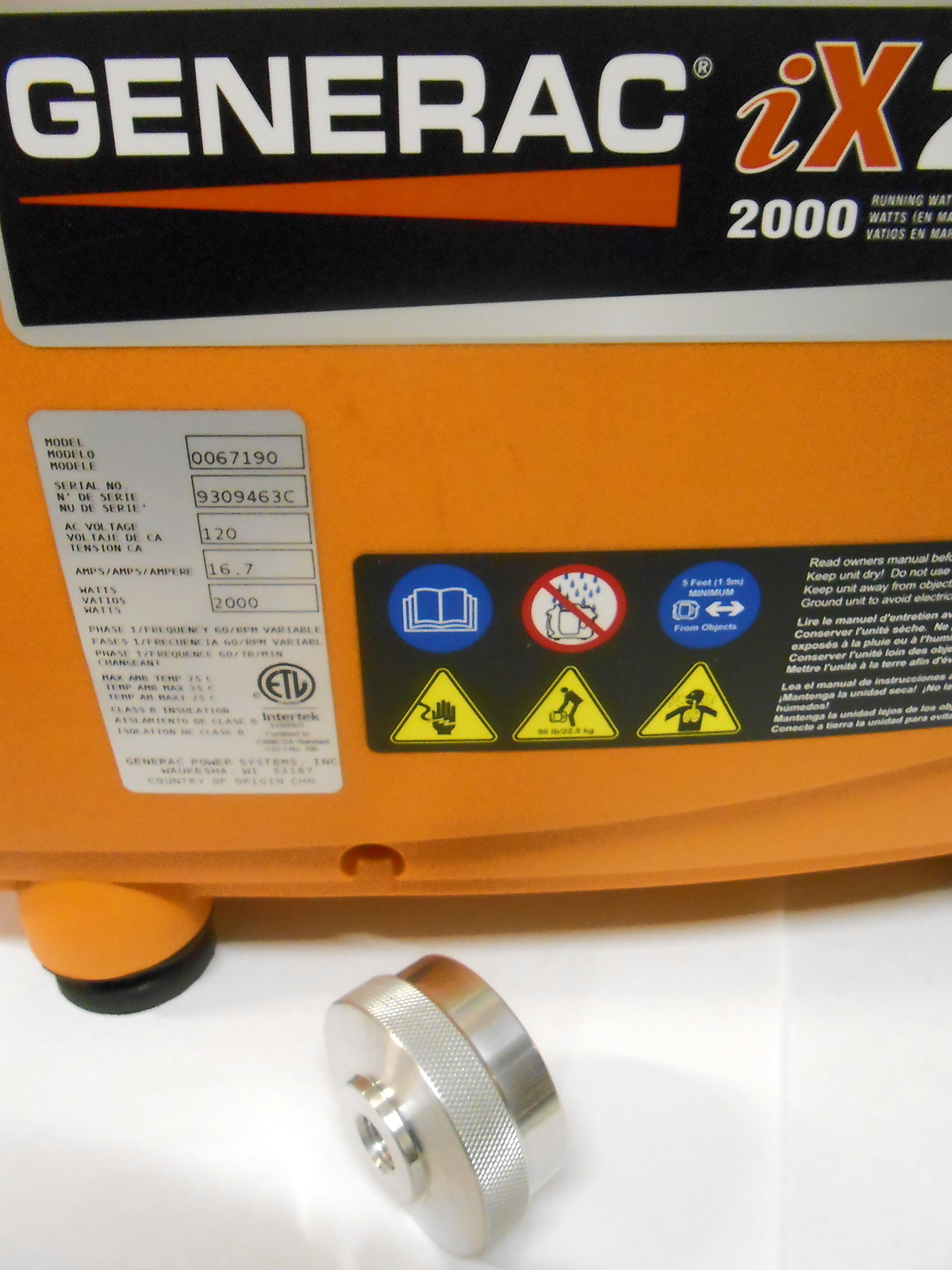 GENERAC IX2000 GENERATOR EXTENDED RUN FUEL CAP **MADE IN USA**